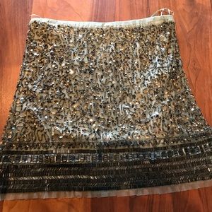 Olive green beaded mini skirt